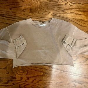 Joah Brown Tan Cropped distressed long sleeve🍂🍁🍂🍁☕️